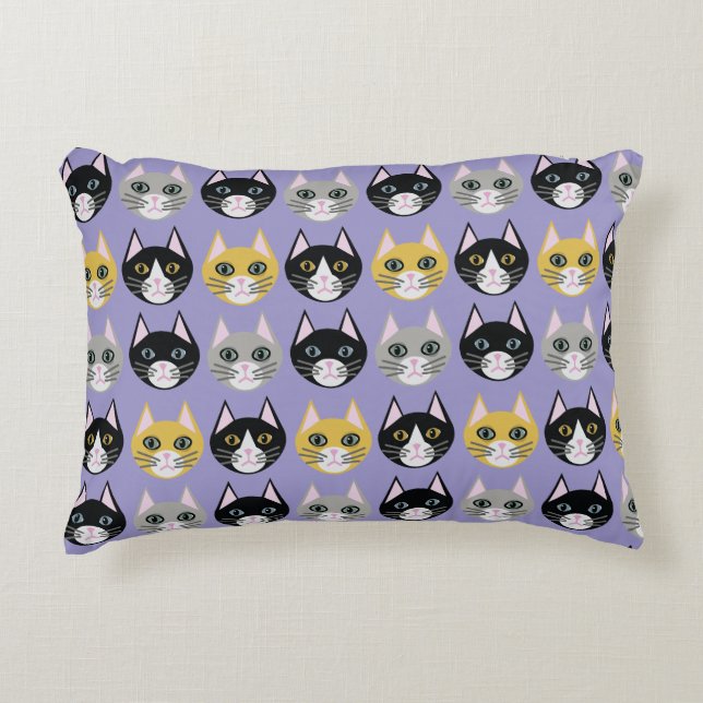 Cats purple decorative cushion (Front)