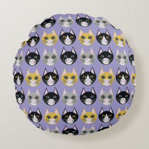 Cats purple round cushion