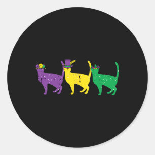 Cats Purple Yellow Green Louisiana Mardi Gras Wome Classic Round Sticker