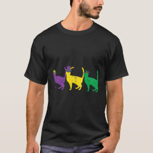 Cats Purple Yellow Green Louisiana Mardi Gras Wome T-Shirt