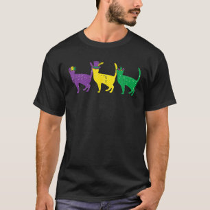 Cats Purple Yellow Green Louisiana Mardi Gras Wome T-Shirt