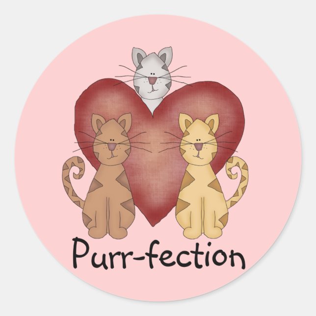 Cats Purr-fection Tshirts and Gifts Classic Round Sticker (Front)