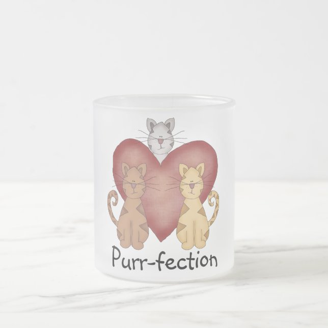 Cats Purr-fection Tshirts and Gifts Frosted Glass Coffee Mug (Center)