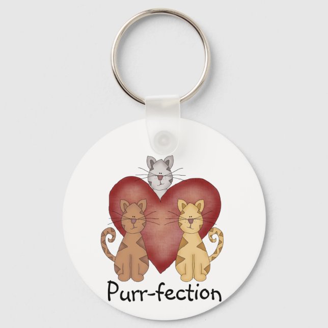 Cats Purr-fection Tshirts and Gifts Key Ring (Front)