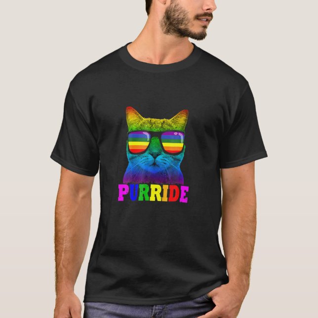 Cats Purride LGB Gay Pride Cat Dad  For Women Men T-Shirt (Front)