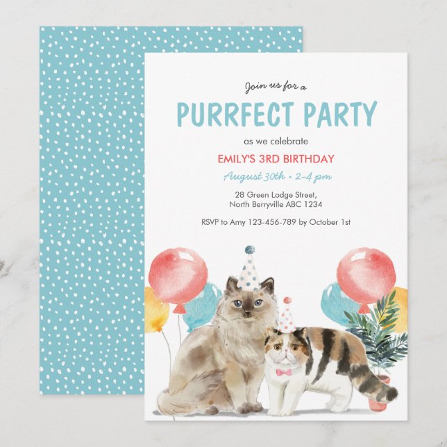 Cats Puurfect Birthday Invitation (Front/Back)