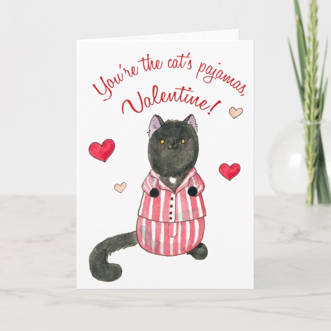 Cat's pyjamas valentine holiday card (Front)