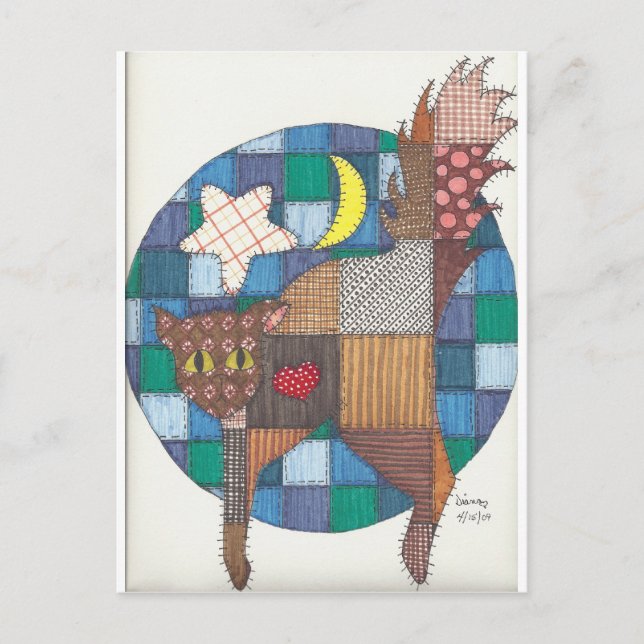 Cats - Quilted Postcard (Front)