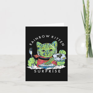 Cats Rainbow Kitten Surprise Cute Eat Retro Animal Card