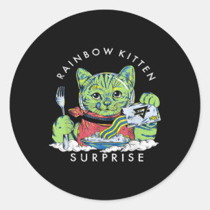 Cats Rainbow Kitten Surprise Cute Eat Retro Animal Classic Round Sticker