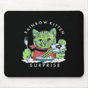 Cats Rainbow Kitten Surprise Cute Eat Retro Animal Mouse Mat