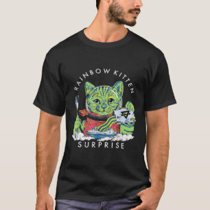 Cats Rainbow Kitten Surprise Cute Eat Retro Animal T-Shirt