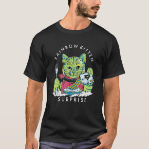 Cats Rainbow Kitten Surprise Cute Eat Retro Animal T-Shirt