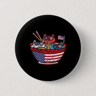 Cats Ramen Anime American Flag Usa Funny 4th Of Ju 6 Cm Round Badge