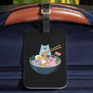 Cats Ramen Rainbow LGBTQ Gay Lesbian Pride Ally Luggage Tag