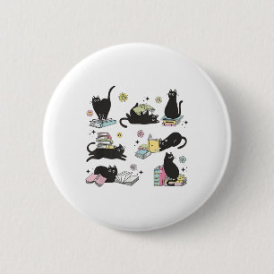 Cats Reading Books Shirt Cat Lover Kitten Reading 6 Cm Round Badge