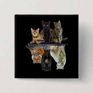 Cats Reflection Friend Cat Lovers Cute Tiger 15 Cm Square Badge