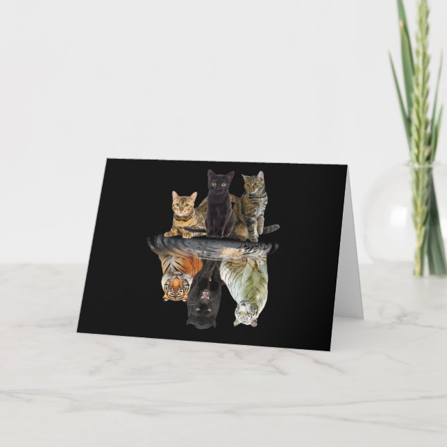 Cats Reflection  Friend Cat Lovers Cute Tiger Invitation (Front)