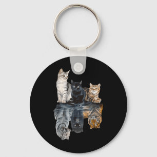 Cats Reflection Mirror Lion Cheetah Tiger Funny Ca Key Ring