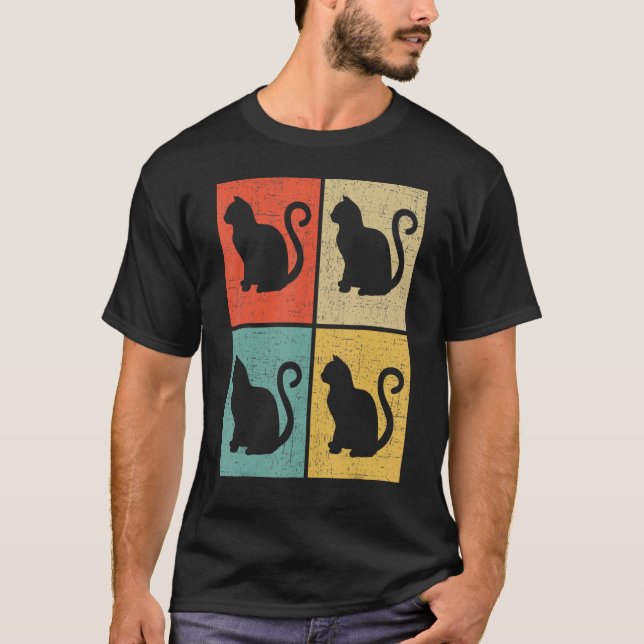 Cats Retro Vintage 70s 80s Style T-Shirt (Front)
