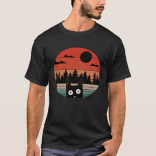 Cats Retro Vintage Sunset Forest Trees Cats T-Shirt