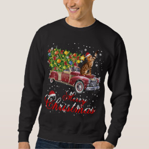 Cats Rides Red Truck Christmas Pajama Sweatshirt
