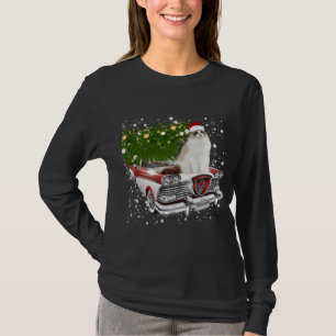 Cats Rides Red Truck Christmas Tree Xmas T-Shirt