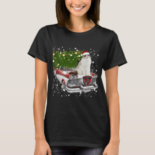 Cats Rides Red Truck Christmas Tree Xmas T-Shirt