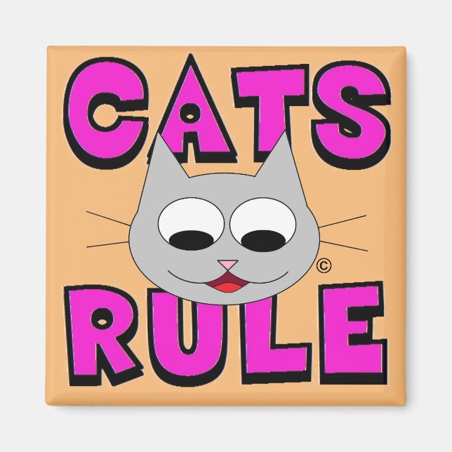 CATS RULE Cute Cat Lover Magnet (Front)