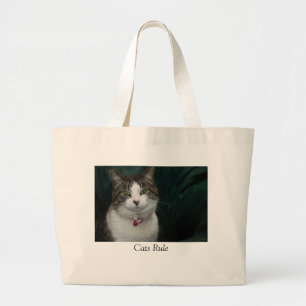 Cats Rule Looking at You Looking at Me Large Tote Bag