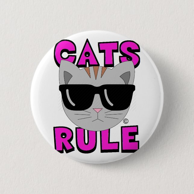 CATS RULE Original Cat Lover 6 Cm Round Badge (Front)