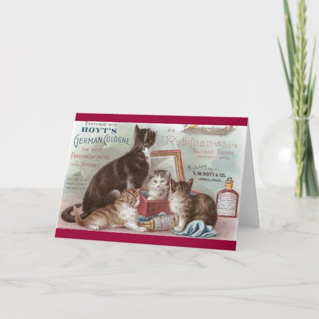 Cats Selling Cologne Victorian Trade Card (Front)