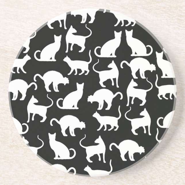 cats silhouette coaster (Front)
