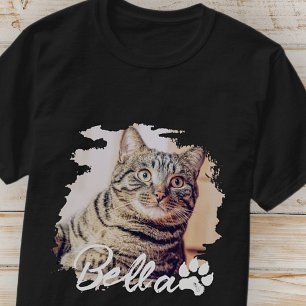 Cat's Simple Modern Cool Typography Name and Photo T-Shirt