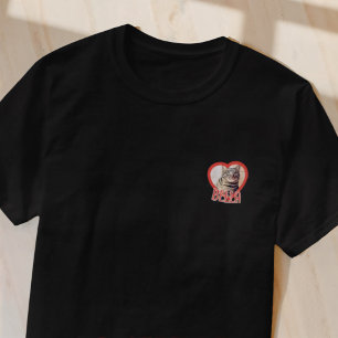 Cat's Simple Modern Playful Heart Name and Photo T-Shirt