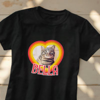 Cat's Simple Modern Playful Heart Name and Photo