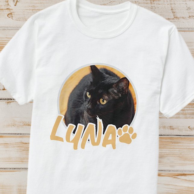 Cat's Simple Modern Playful Typography Name Photo T-Shirt (Creator Uploaded)