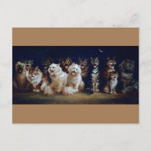 Cats Singing Christmas carols, Louis Wain Postcard