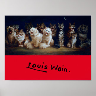 Cats Singing Christmas carols, Louis Wain Poster