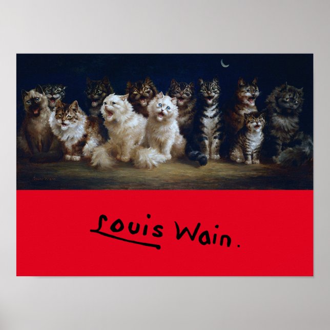 Cats Singing Christmas carols, Louis Wain Poster (Front)
