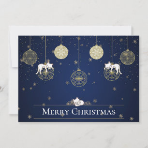 Cats Sleeping on Gold Christmas Ornaments Holiday Card