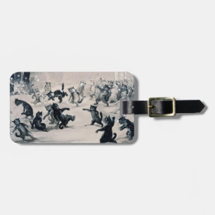 Cats Snowball Fight, Louis Wain Luggage Tag