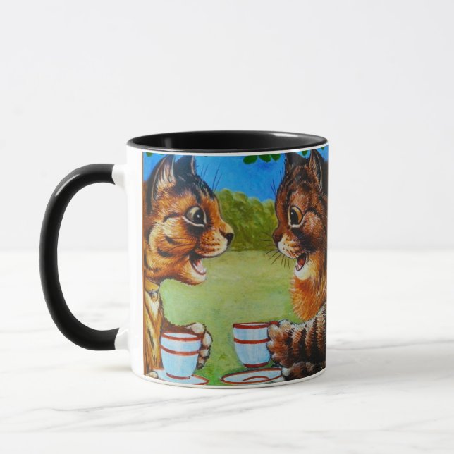 Cats Spilling the Tea Painting by Louis Wain Mug (Left)