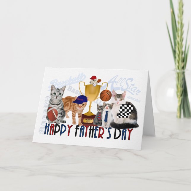 Cats Sport Themed Father's Day Card (Front)