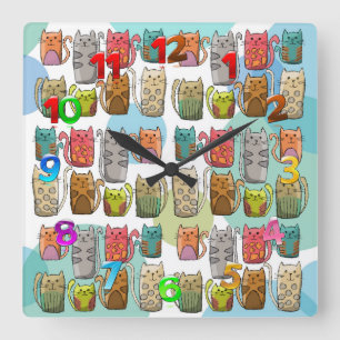 Cats! Square Wall Clock