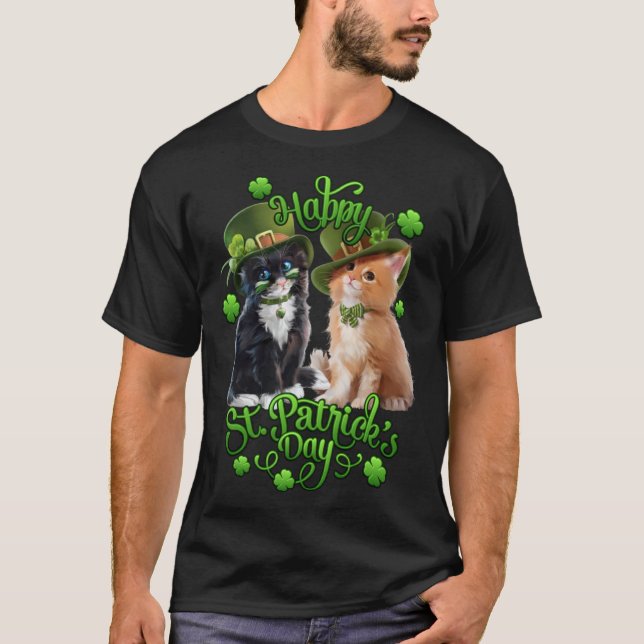 Cats St Pat's Paddy Patrick Day's Happy St Cat Tri T-Shirt (Front)