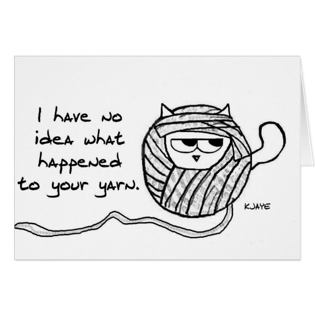 Cats Steal Yarn - Funny Cat Card for Knitters (Front Horizontal)