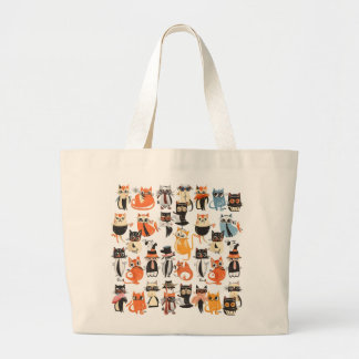 Cats stylish Wild Whiskers Wonderland fashionable Large Tote Bag