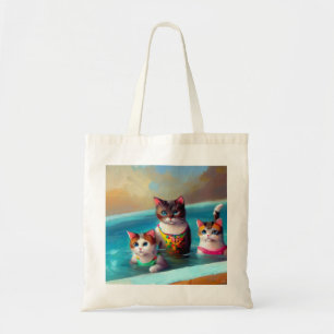 Cats Swimming Tote Bag