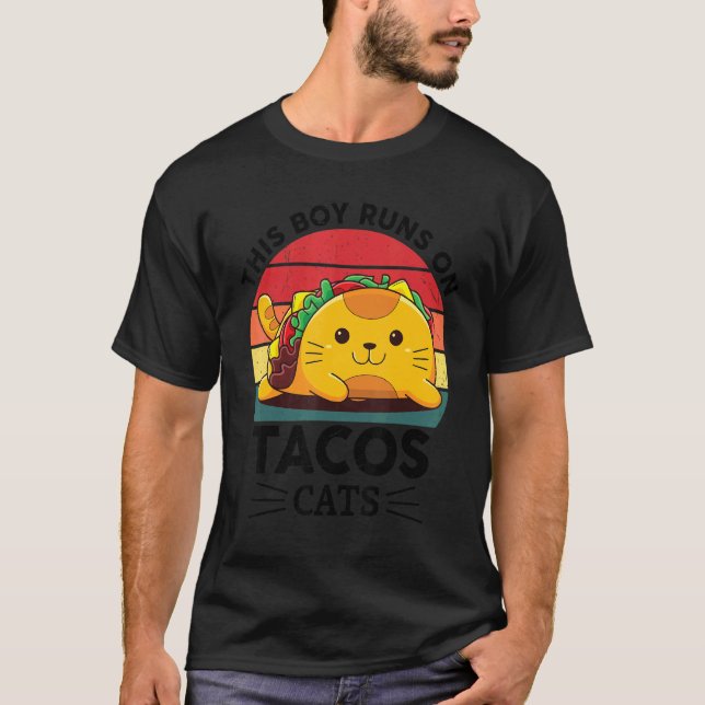Cats Taco Mexican  TacoCats for Boys Kids Cinco De T-Shirt (Front)